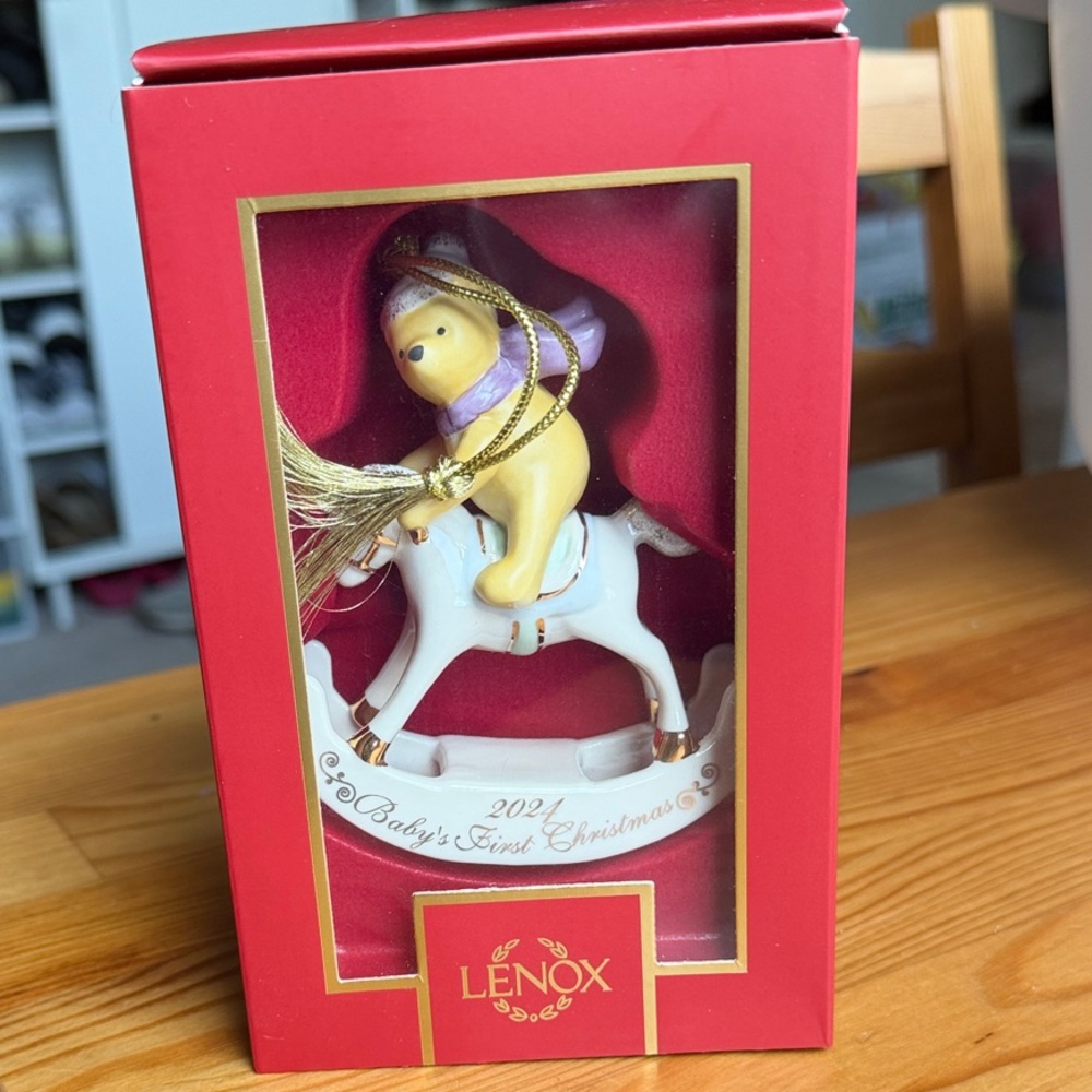Lenox White and Gold Baby’s First Christmas Rocking Horse Ornament